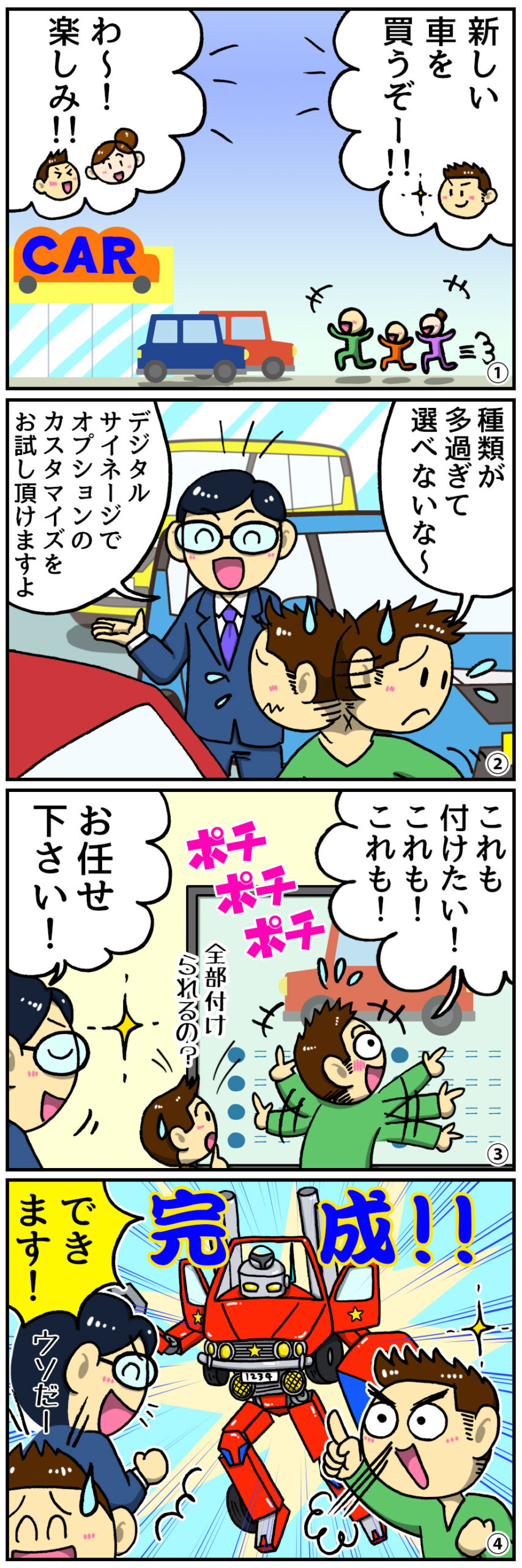 デジタルサイネージ4コマ漫画