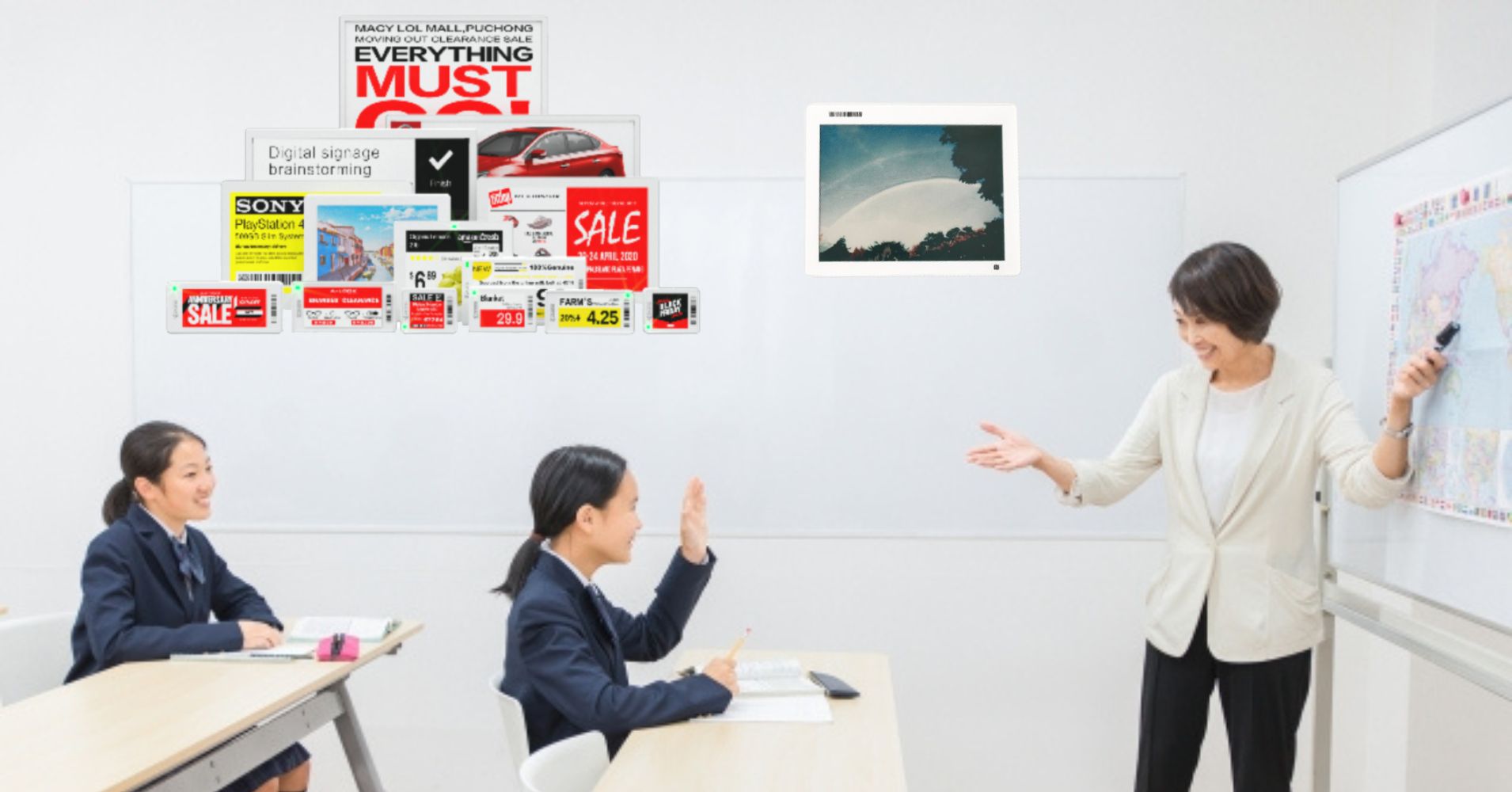 デジタルサイネージ　学習塾、予備校