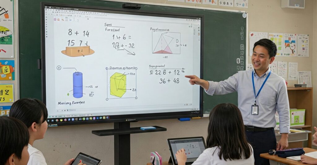 小学校の算数の授業で電子黒板を使う