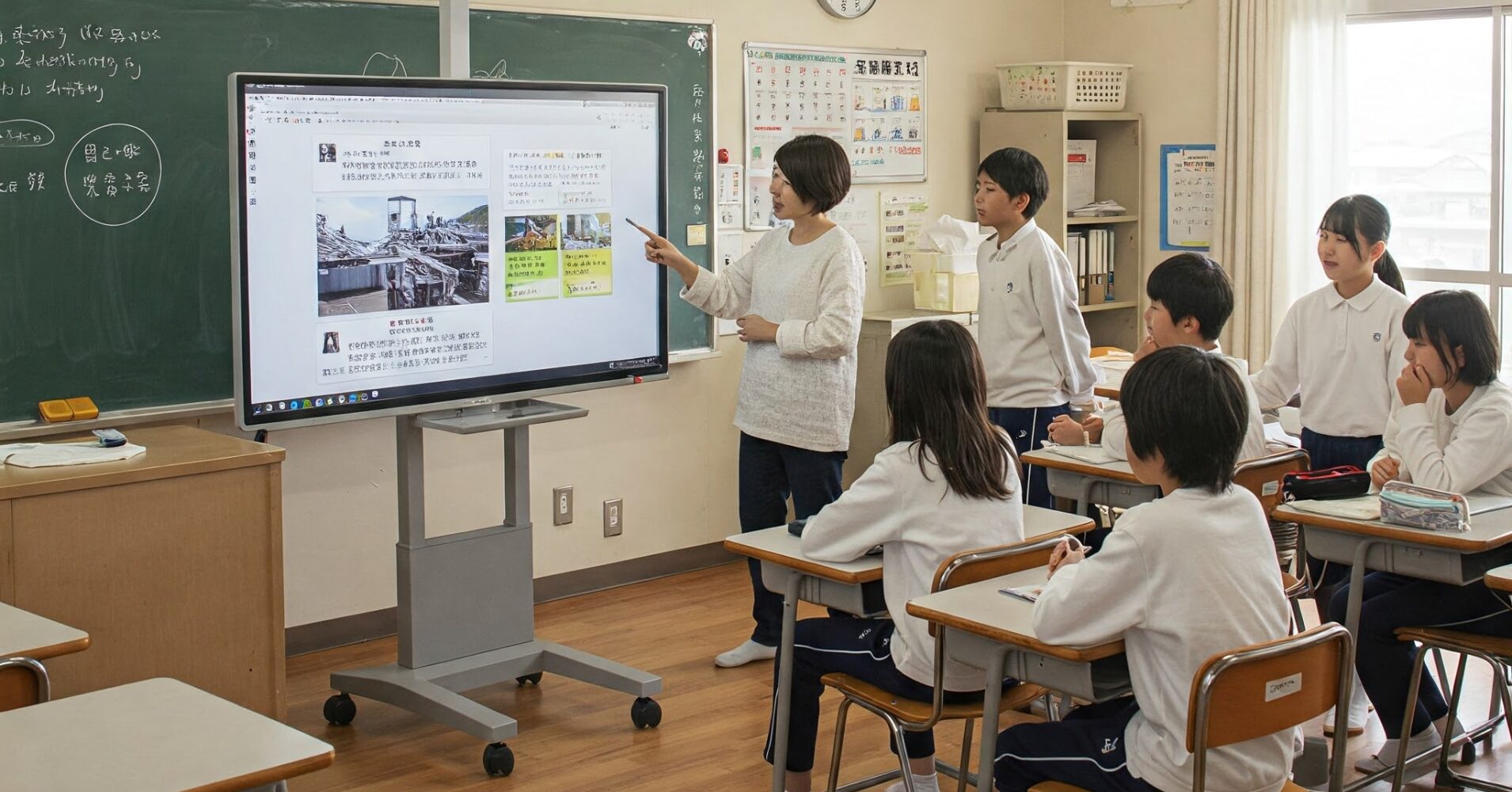 小学校の社会の授業に電子黒板を導入