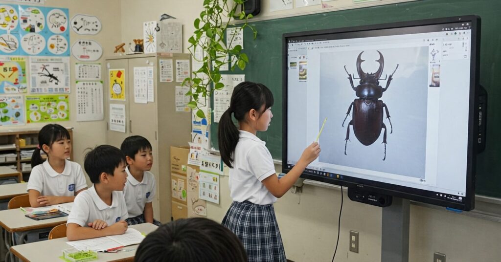 小学校の理科の授業で電子黒板を使う