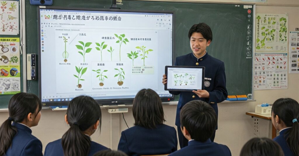 小学校の理科の授業で電子黒板を使う