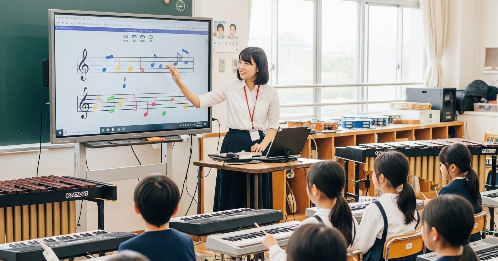 音楽の授業がもっと楽しくなる！小学校での電子黒板×タブレット活用法